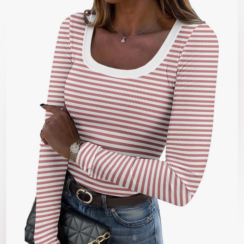 Striped Slim Fit Flattering Ribbed Knit - Picture 3 of 3